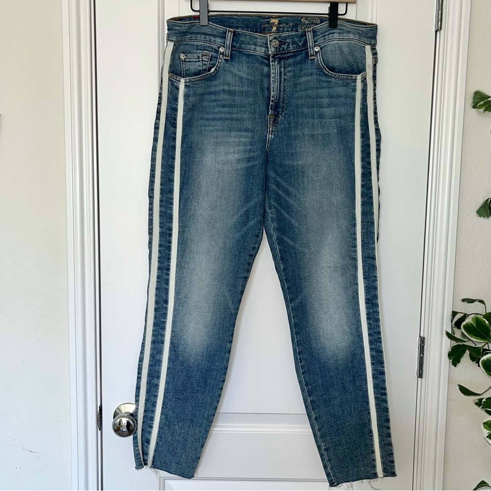 7 For All Mankind Blue Jean Skinny with Retro Stripe